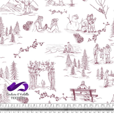 Toile de Jouy - Hiver - Hawthorne rose