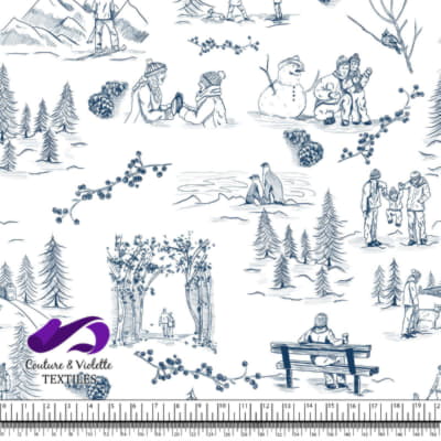 Toile de Jouy - Hiver - Lapis blue