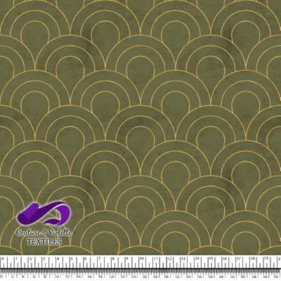 Géo art déco - Écailles dorées - Olive