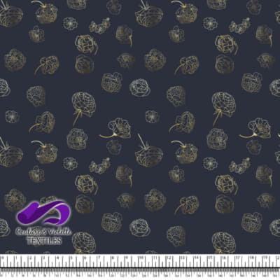 Fleurs automne - Gold - After midnight blue