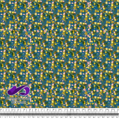 Microfleurs - Roses jaunes sur fond bleu capitaine