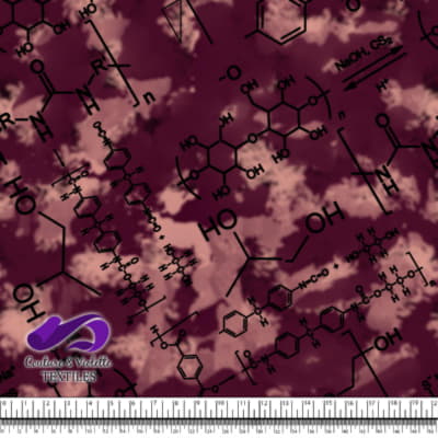Techno - Molécules - Noir sur fond rouge vin