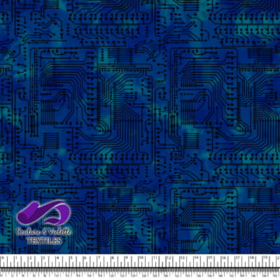 Techno - Circuit - Noir sur fond bleu