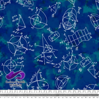 Techno - Mathematics - White on blue background